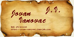 Jovan Vanovac vizit kartica